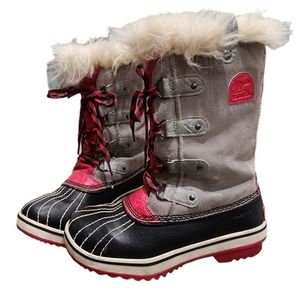 Sorel Joan of Arctic Faux Fur Lace Up Grey/Pink/Black Winter Snow Boots 4